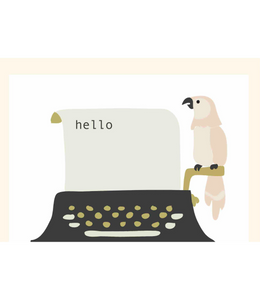 Chlea Paperie GREETING CARD PARROT TYPEWRITER