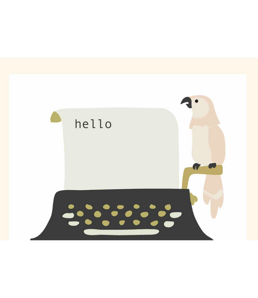 Greeting Card Parrot Typewriter