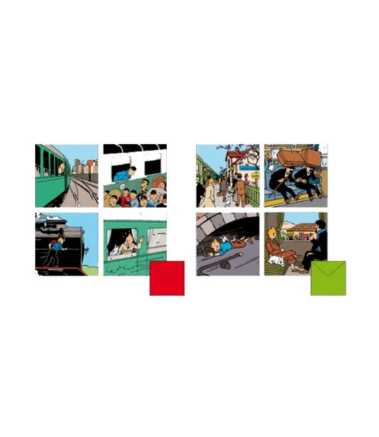 Tintin Double Postcard Set of 8: Train