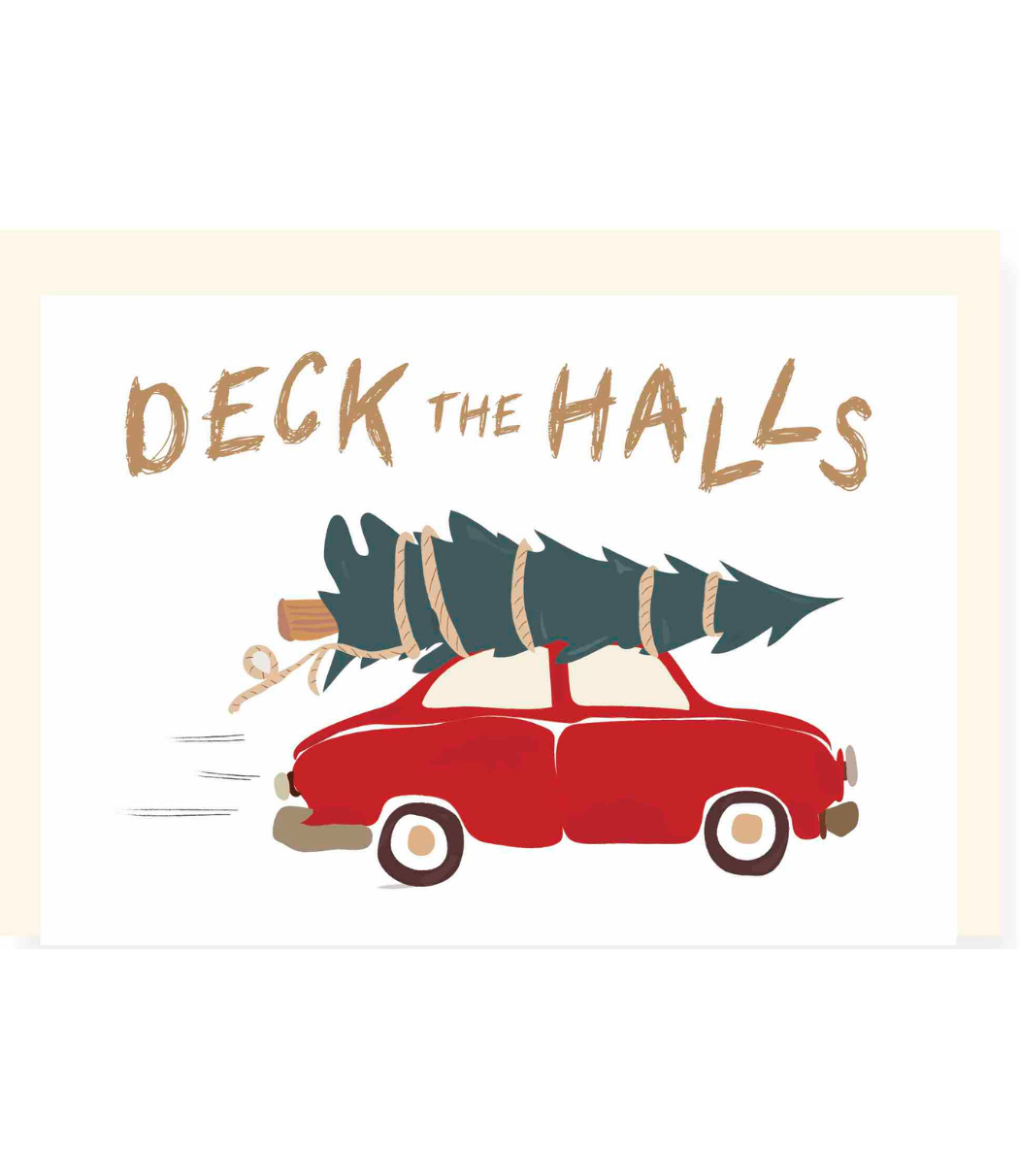 Chlea Paperie GREETING CARD CAR TREE DECK THE HALLS