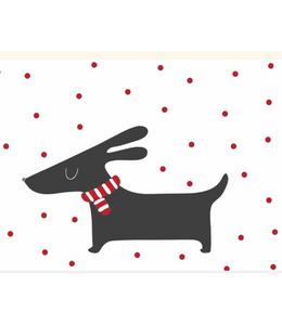 Chlea Paperie GREETING CARD DACHSHUND RED SCARF