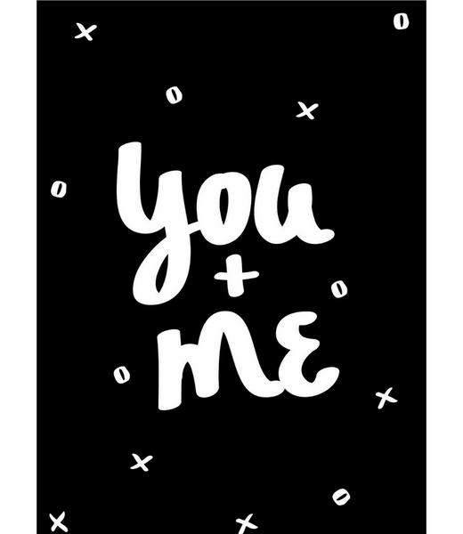 Greeting Card You Plus Me Xo Black