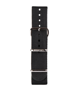 Black Nato strap with polished loopers & buckles - Special Size 245 mm (NG20.W)