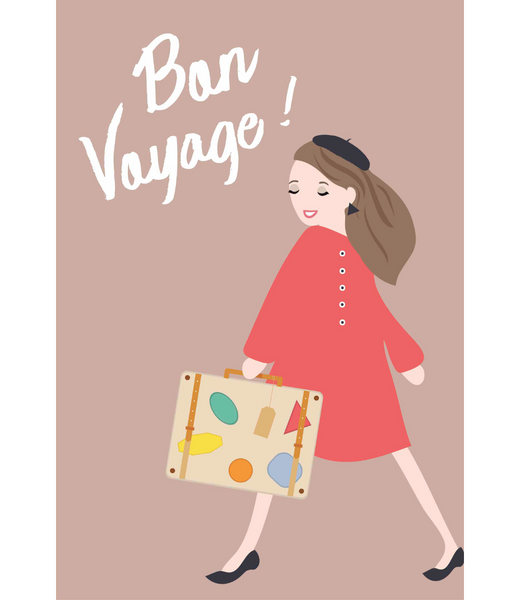 Chlea Paperie GREETING CARD GIRL WITH SUITCASE