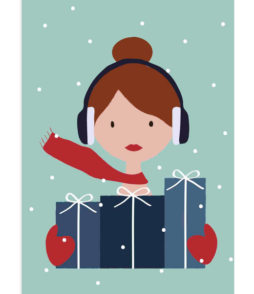 Chlea Paperie GREETING CARD GIRL WITH EAR MUFFS