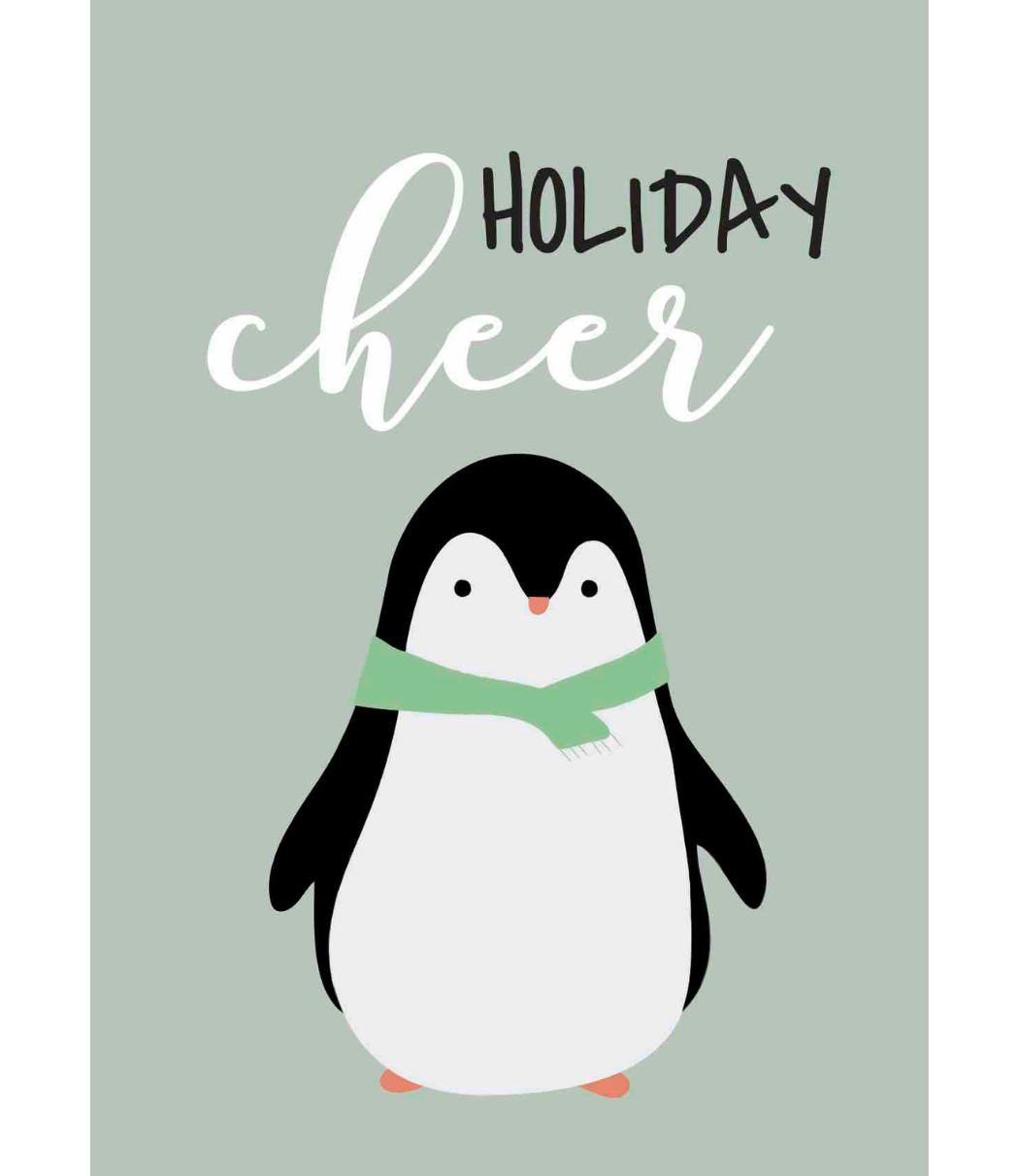 Chlea Paperie GREETING CARD PENGUIN HOLIDAY CHEER