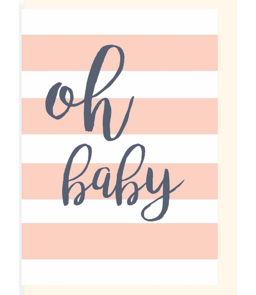 Greeting Card Oh Baby Stripes Pink