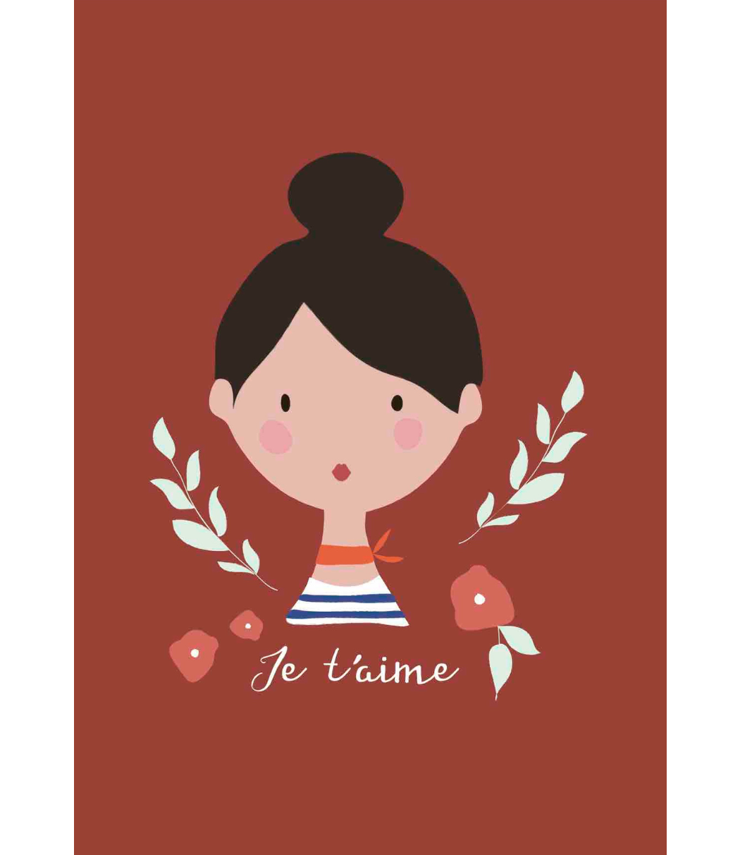 Chlea Paperie GREETING CARD FRENCH GIRL JE TAIME