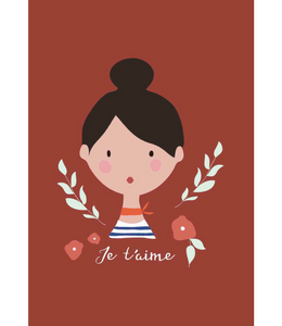 Greeting Card French Girl Je Taime