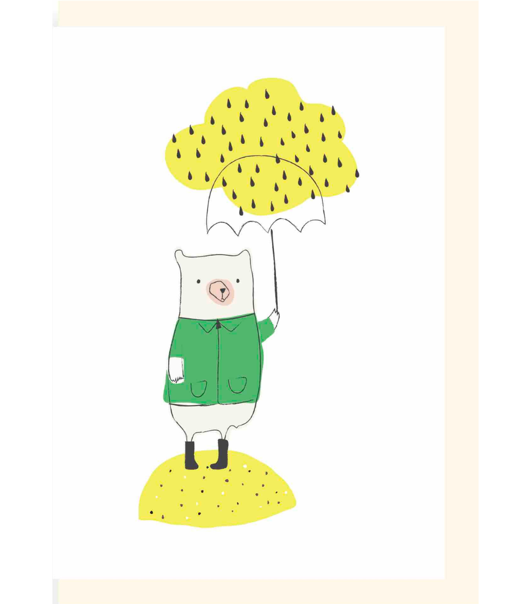 Chlea Paperie GREETING CARD BEAR IN RAIN