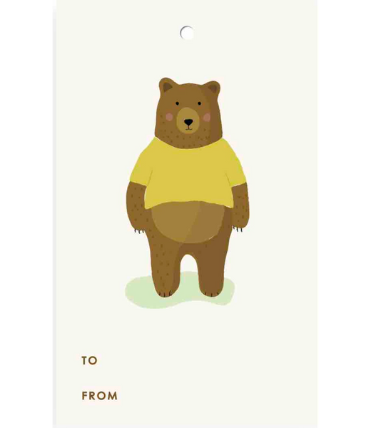 Chlea Paperie GIFT TAG BEAR YELLOW SHIRT