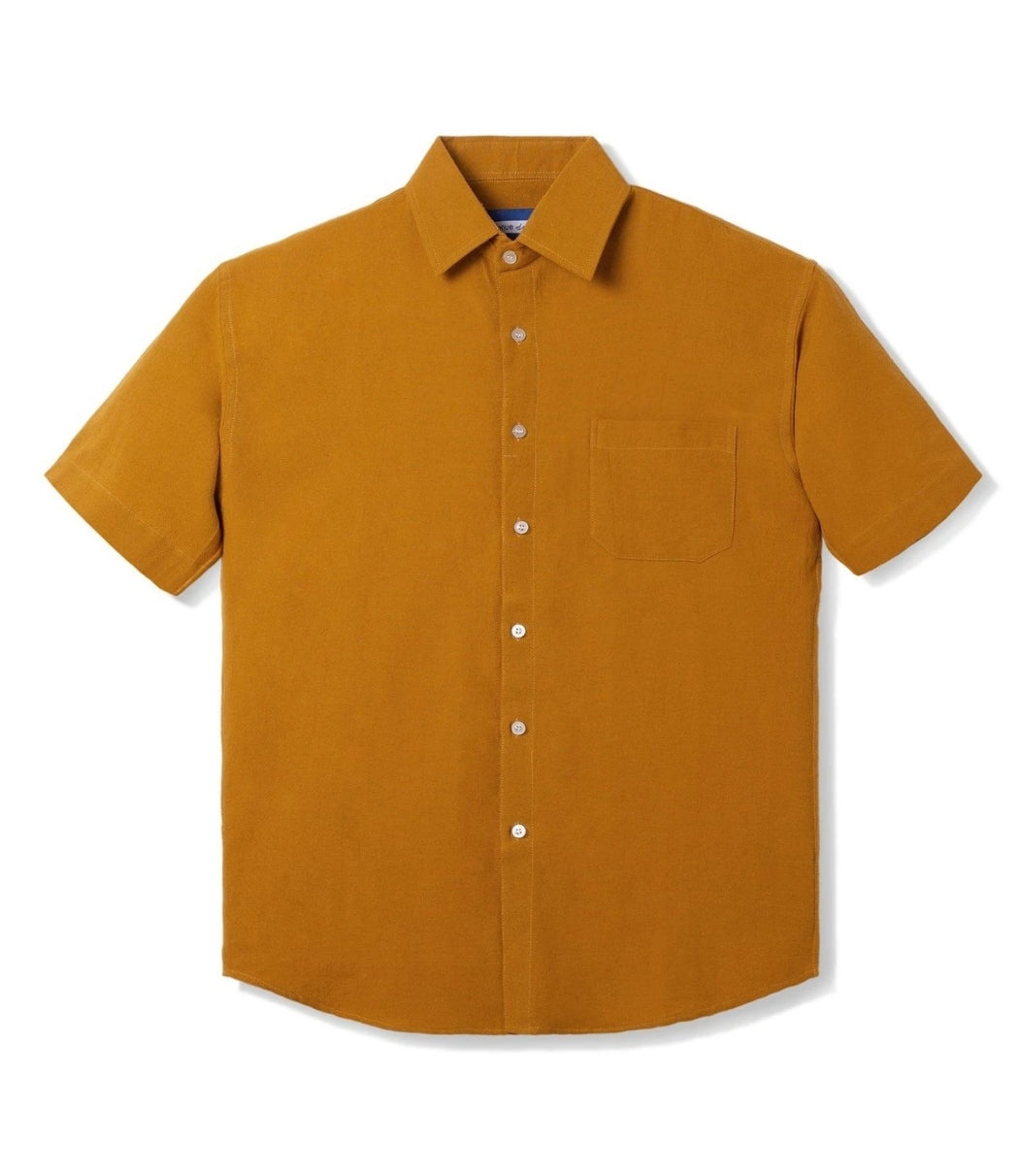 Tenue De Attire Day Trader Mustard Short Sleeve Shirt