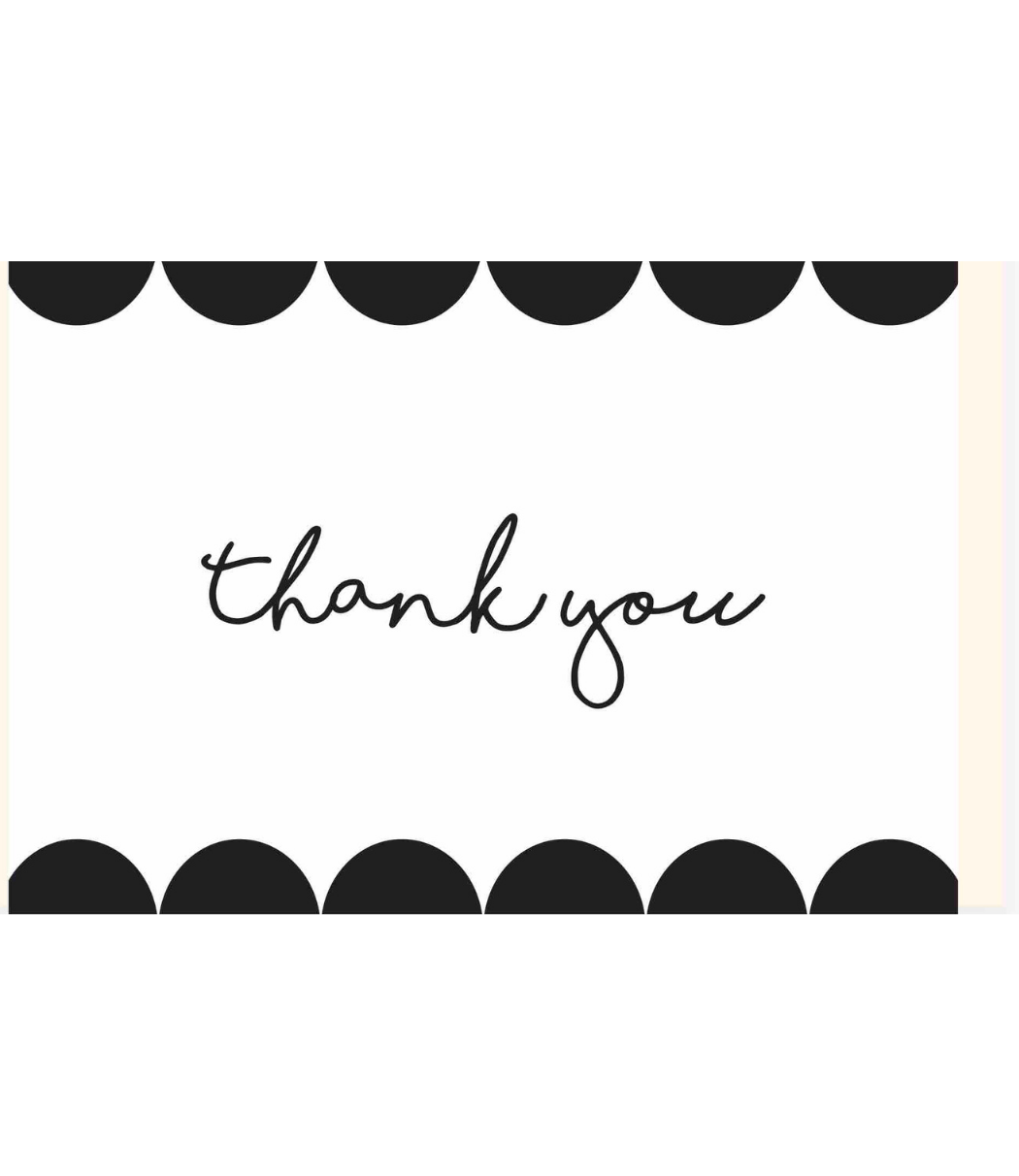 Chlea Paperie GREETING CARD SCALLOPED BLACK THANK YOU
