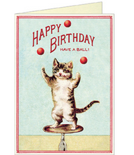 Load image into Gallery viewer, Cavallini HAPPY BIRTHDAY JUGGLING CAT NOTECARDS
