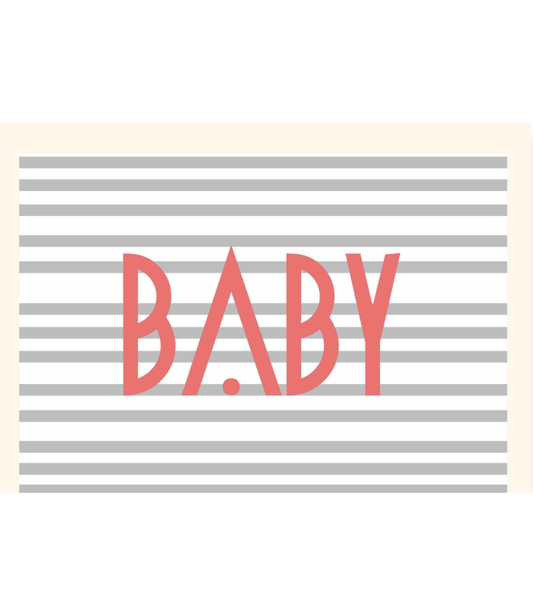 Chlea Paperie GREETING CARD BABY STRIPES GRAY