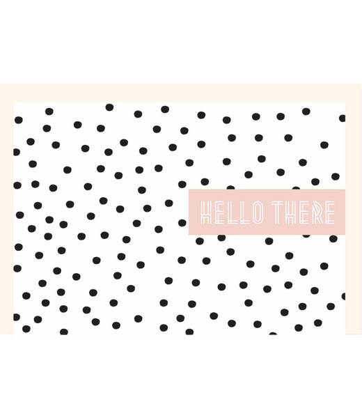 Greeting Card Hello Dots Pink Strip