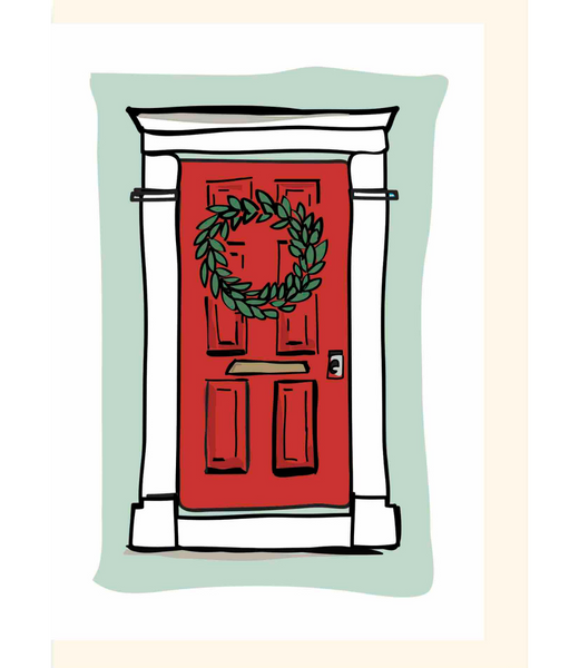 Greeting Card Front Door Wreath