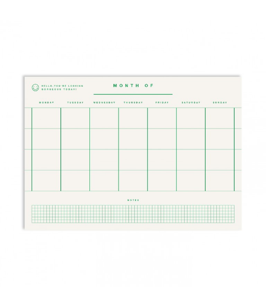 Month Mono Green  Monthly Planner A4